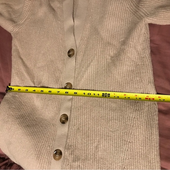 Ann Taylor Long Sleeve Ribbed Long Khaki Sweater Dress Button Down V Neck M - Picture 11 of 11